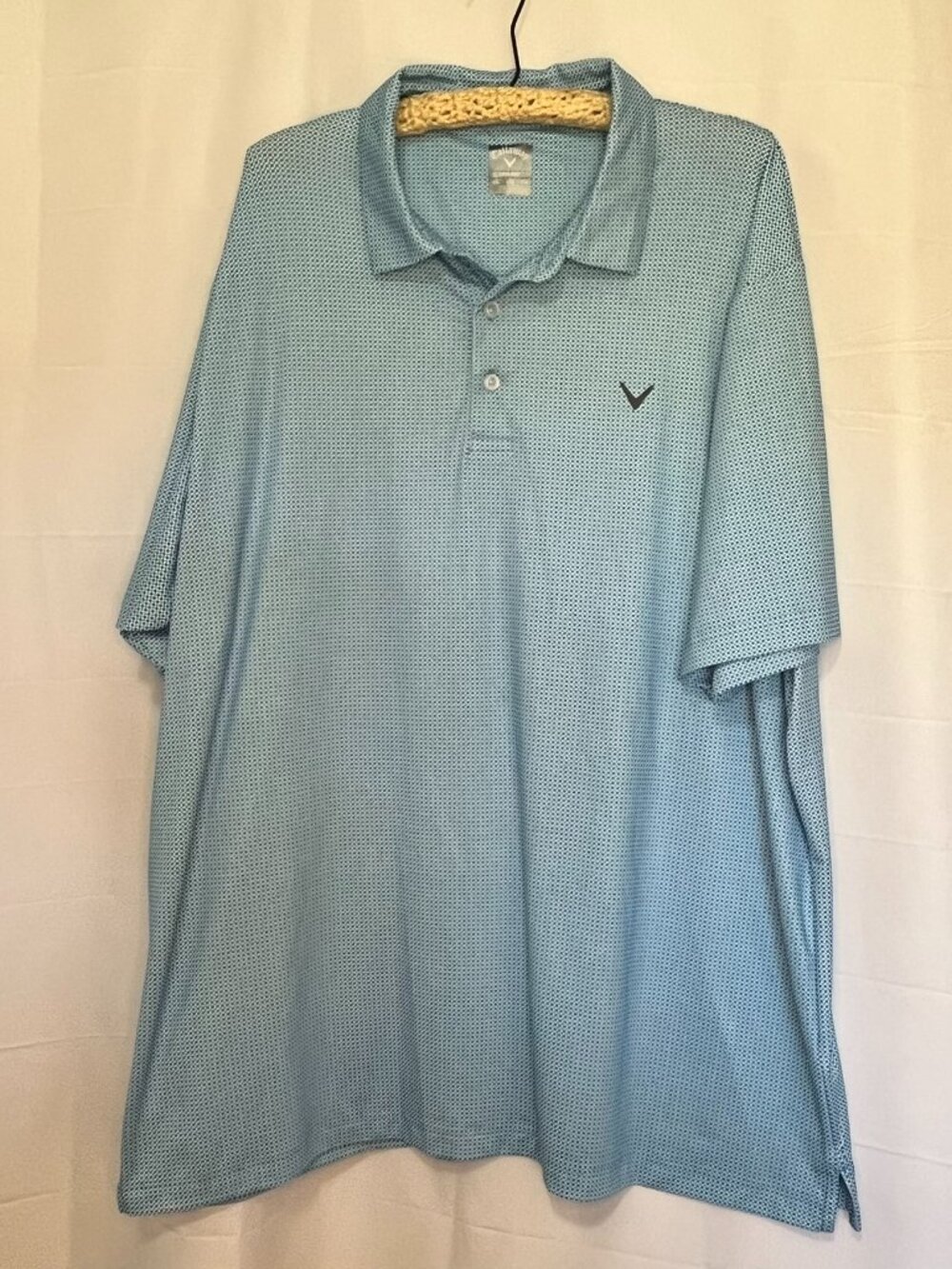 Callaway Shirt Mens XXL Short Sleeve Blue check Golf Polo Casual Opti-Dri